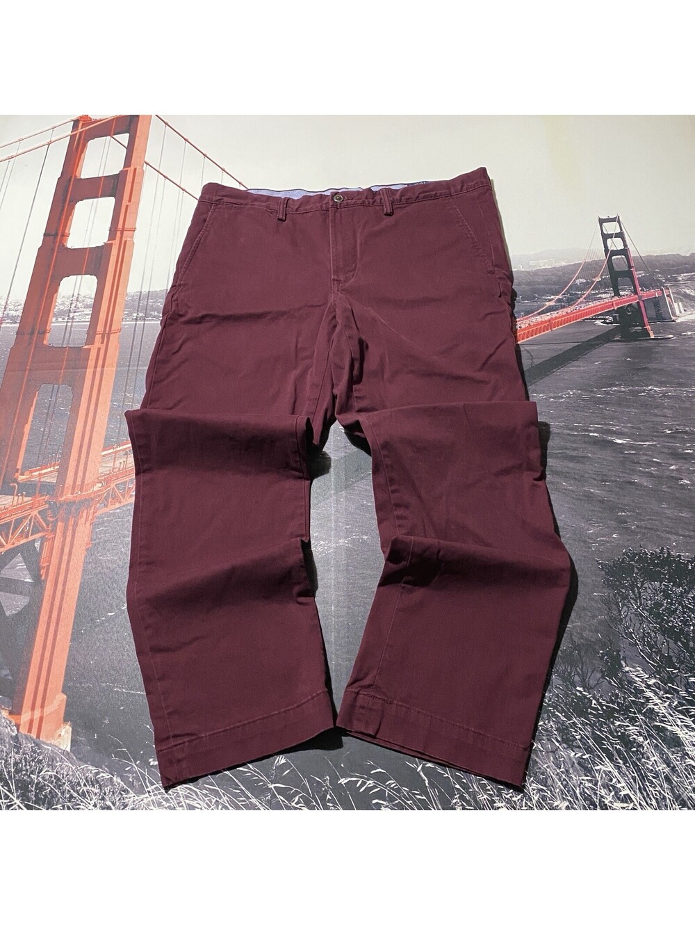 Polo Ralph Lauren Pants Mens 33x30 Fits 36x29 Burgundy Stretch Straight Fit